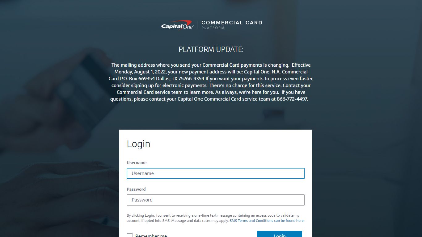 Commercial Card Login - Capital One